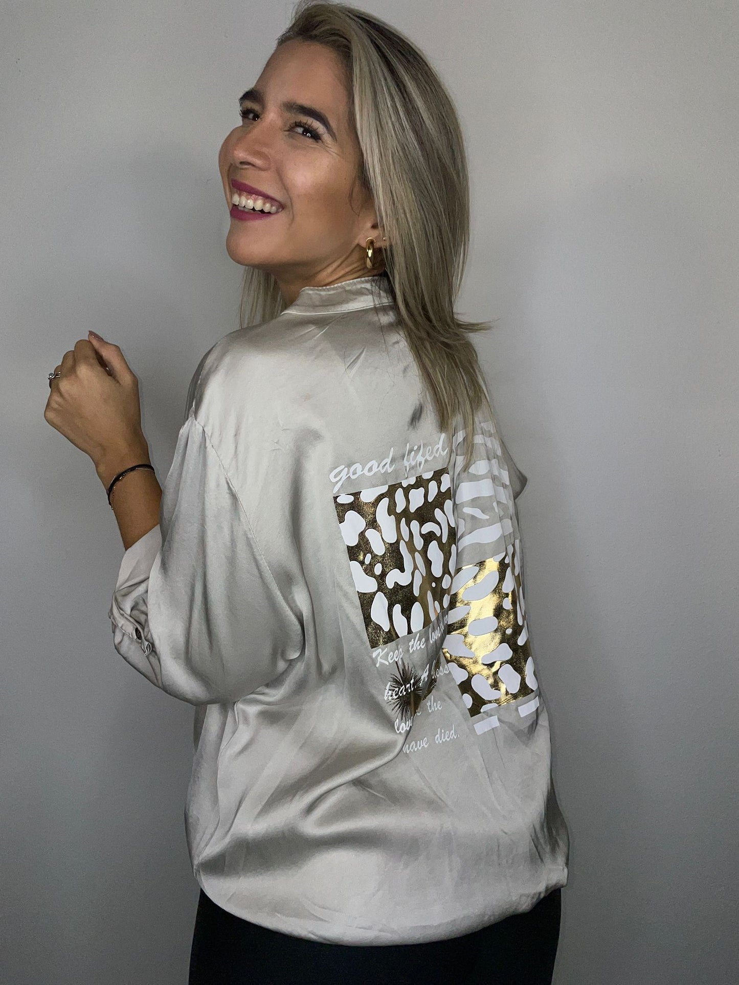 Stamp silk shirt
