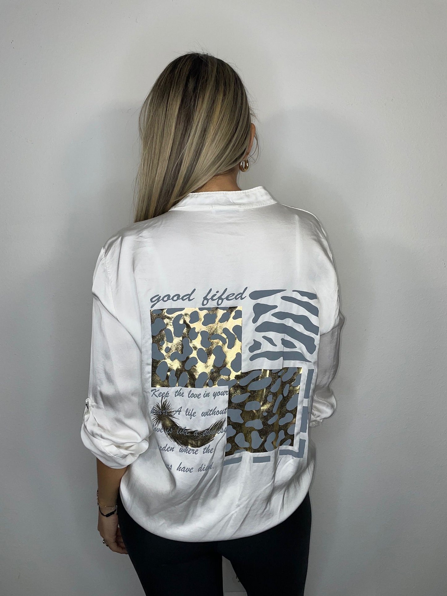 Stamp silk shirt