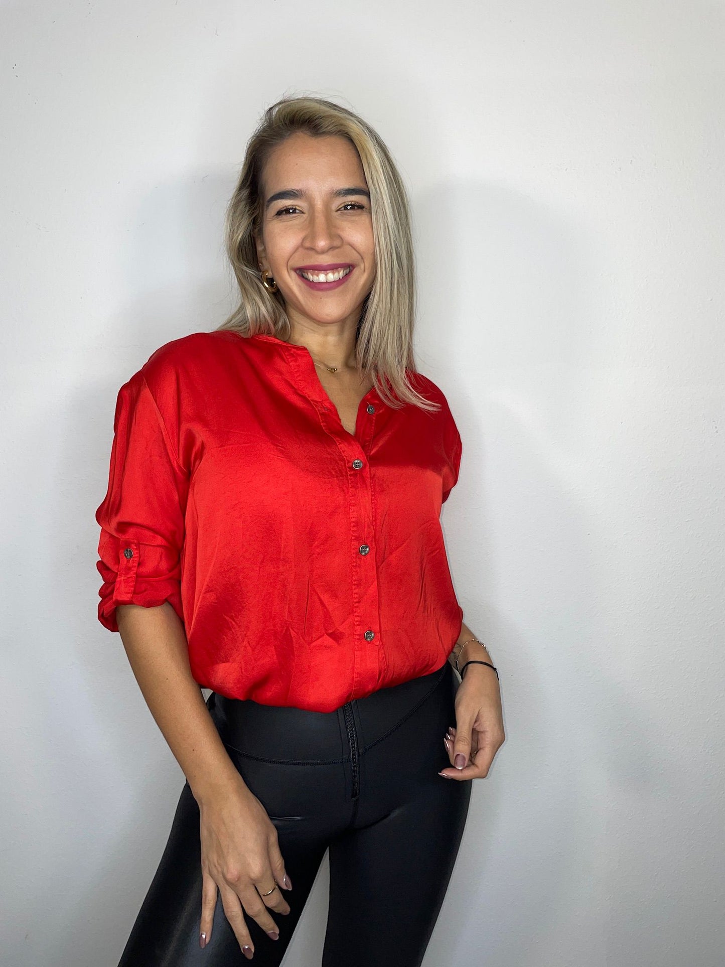 Stamp silk shirt