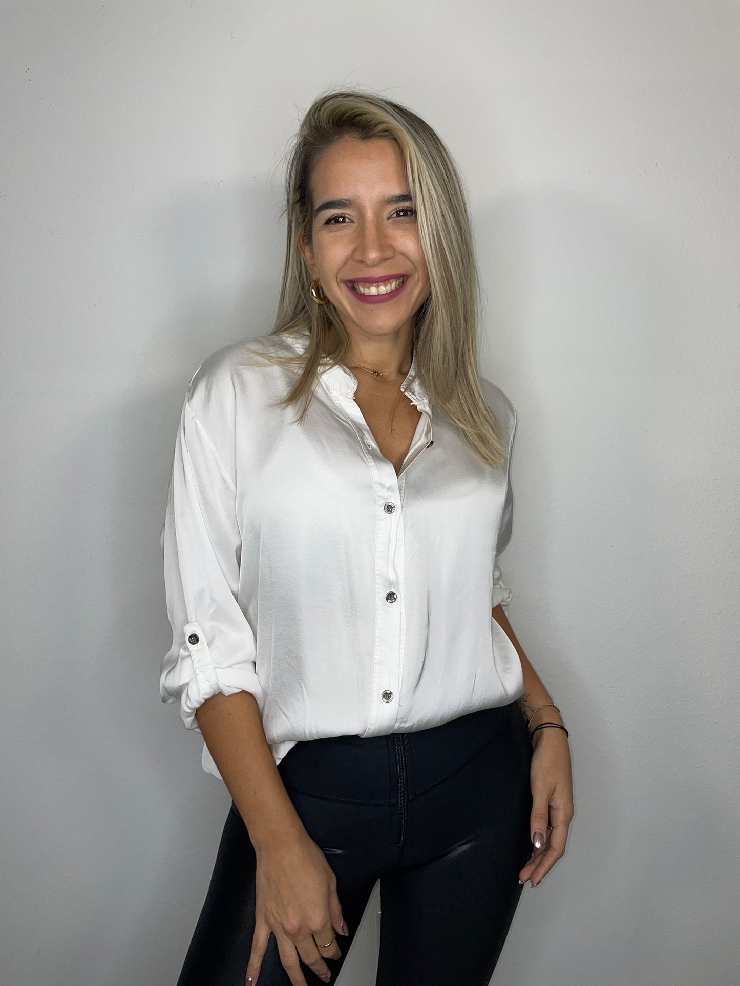 Stamp silk shirt