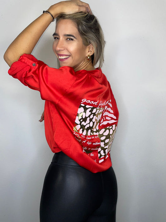 Stamp silk shirt