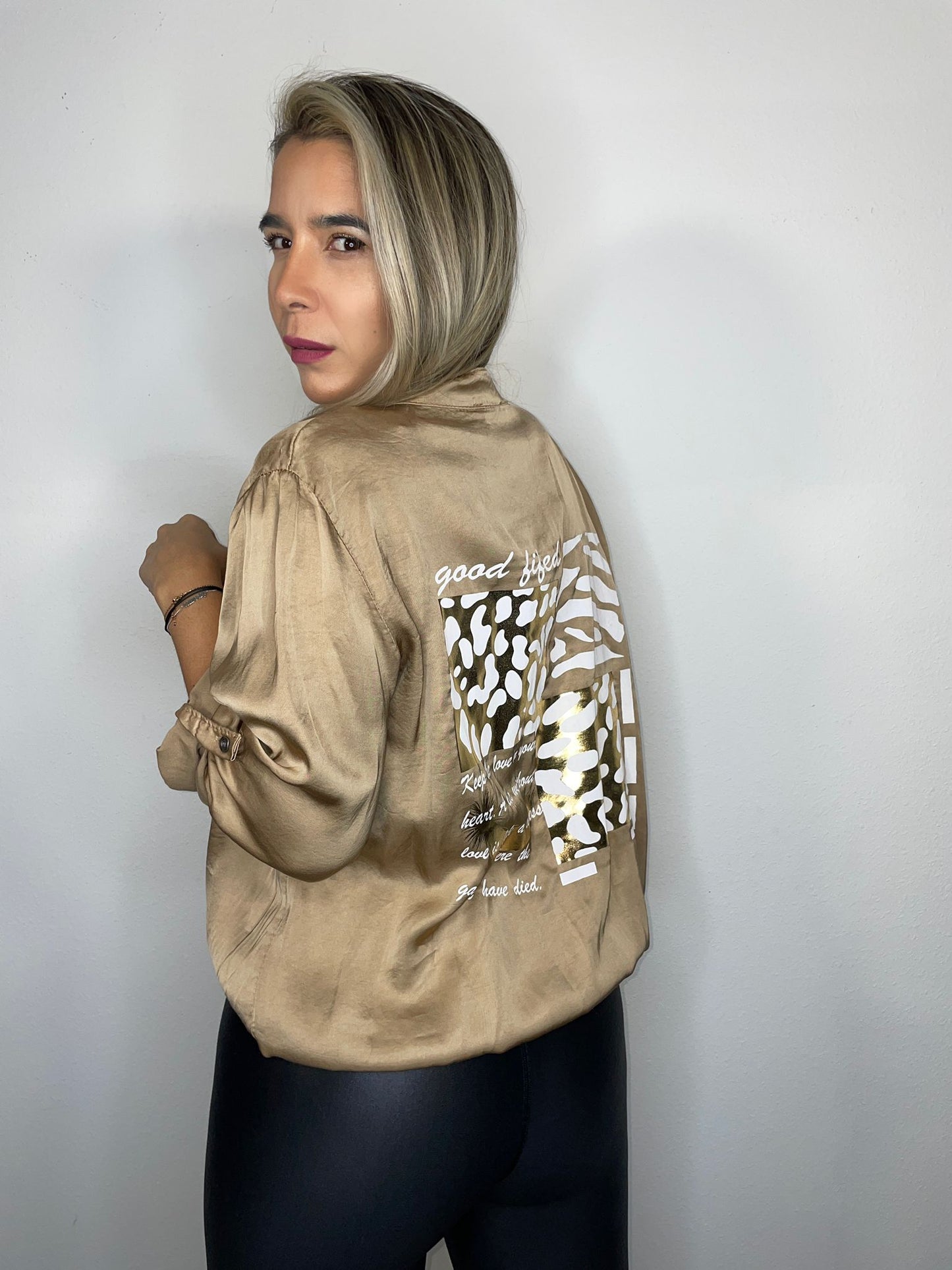 Stamp silk shirt